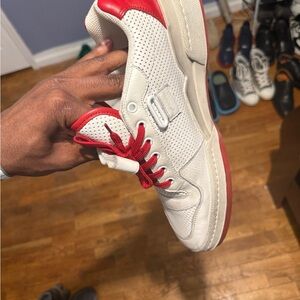 Yves Saint Laurent White Sneakers with Red Accents